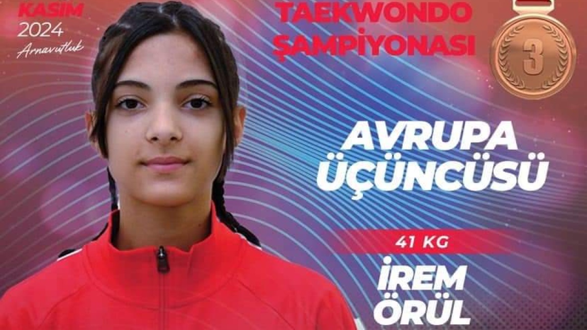 Okulumuz öğrencisi İrem ÖRÜL Avrupa Üçüncüsü